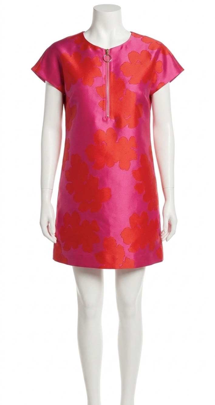 NEW JADE zipper brocade dress in hibicus brocade
